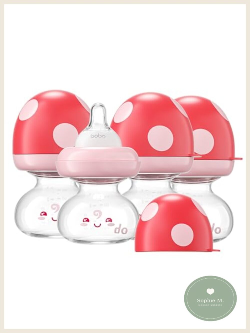 BPA-Free Glass Baby Bottles with Slow Flow Nipple, Newborn Feeding Bottles, 4